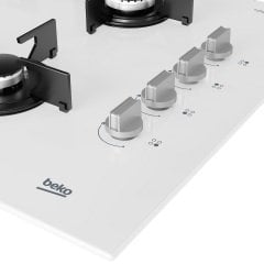 Beko BOCD T 6510 EB Beyaz Cam Gazlı Ocak