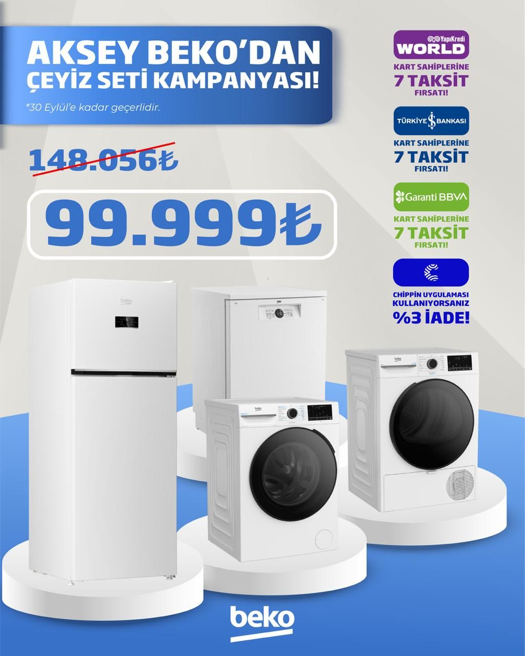 Beko 970475 EB Buzdolabı BM 4144 4 Programlı Bulaşık Makinesi CMX 10120 10 Kg 1200 Devir Çamaşır Makinesi  KMX 1001 10 Kg Çamaşır Kurutma Makinesi
